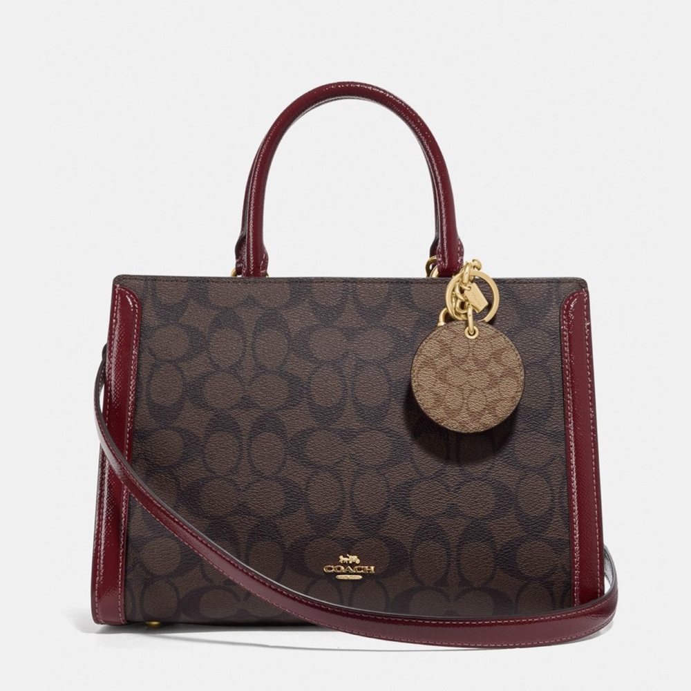 NWT COACH MIRROR BAG CHARM IN SIGNATURE CANVAS - Picture 2 of 3